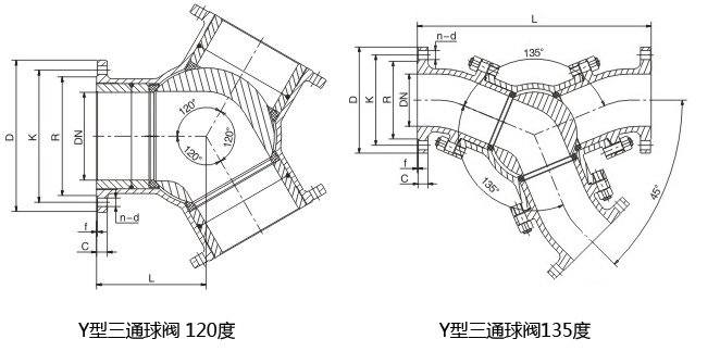 Y型三通球閥結構